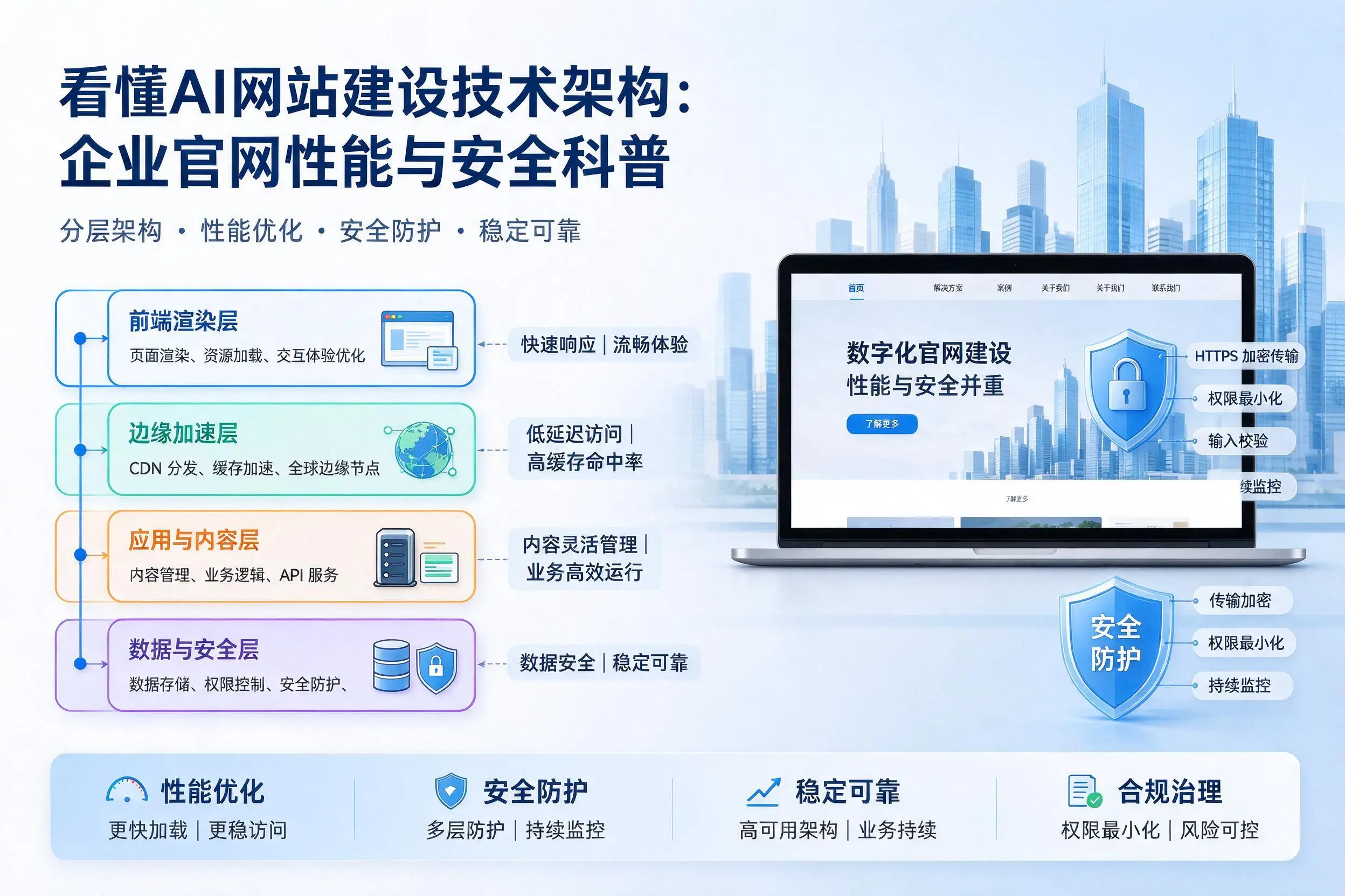 看懂AI网站建设技术架构:绵阳企业官网性能与安全科普