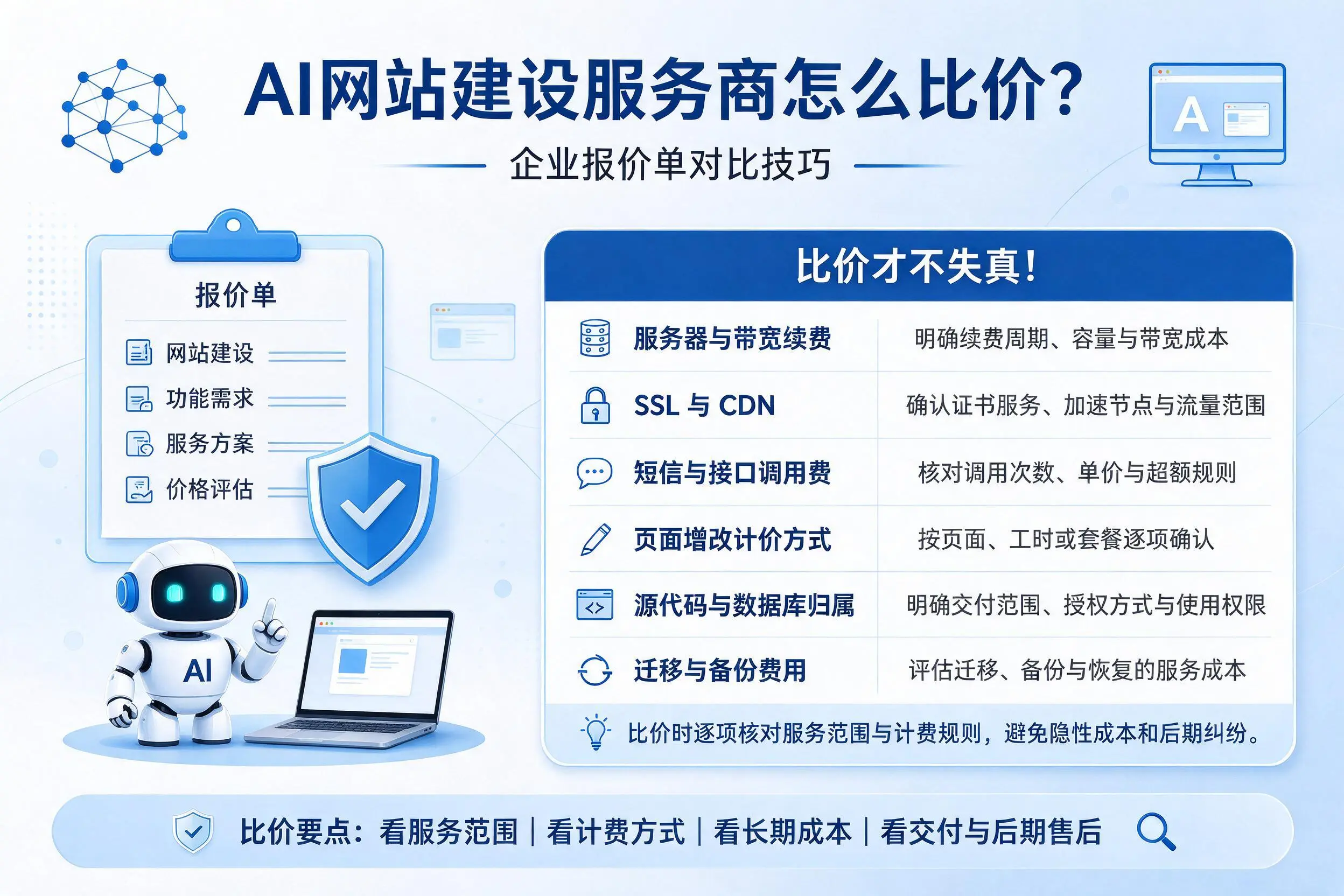 AI网站建设服务商怎么比价?绵阳企业报价单对比技巧