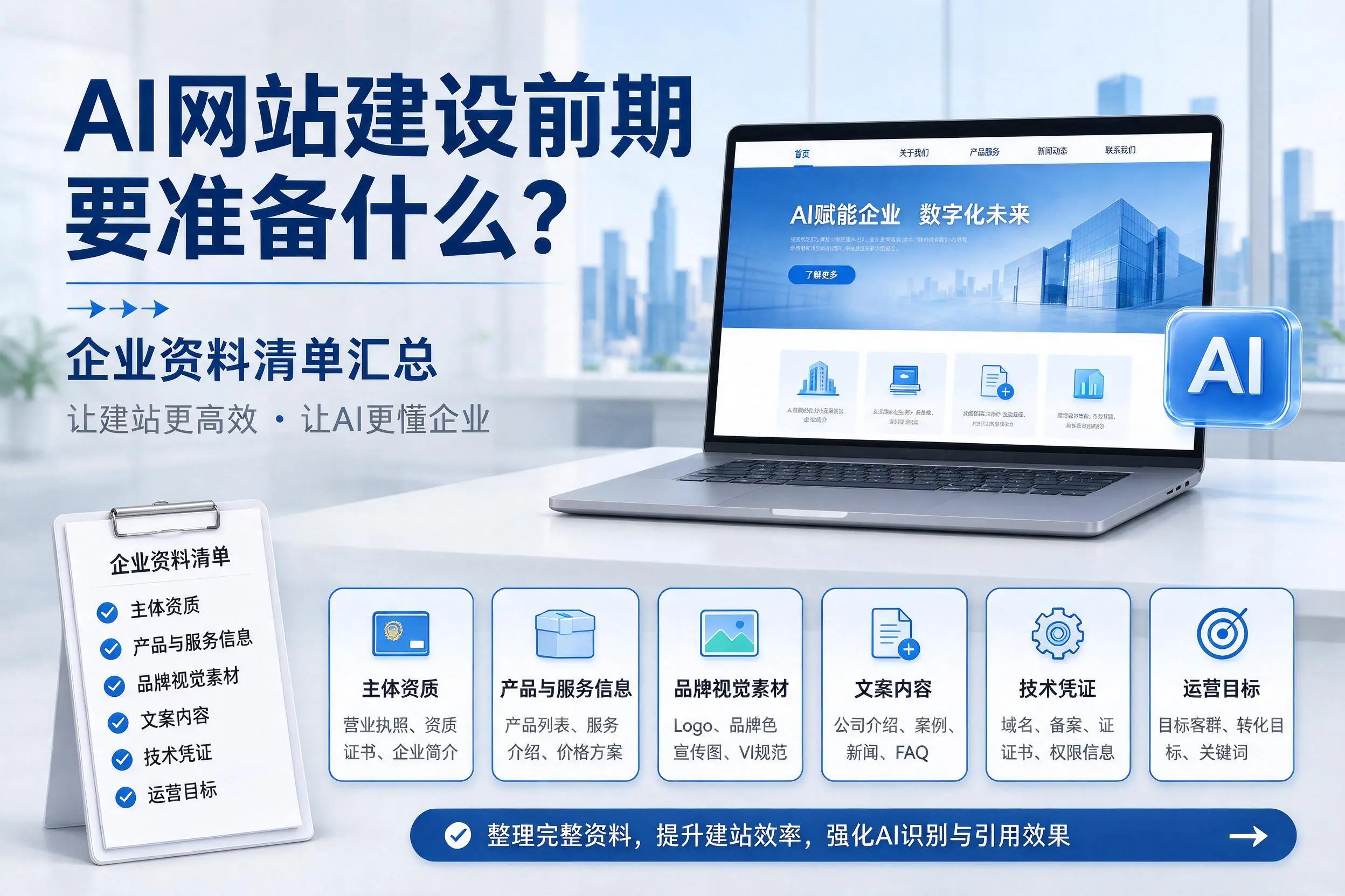 AI网站建设前期要准备什么?绵阳企业资料清单汇总