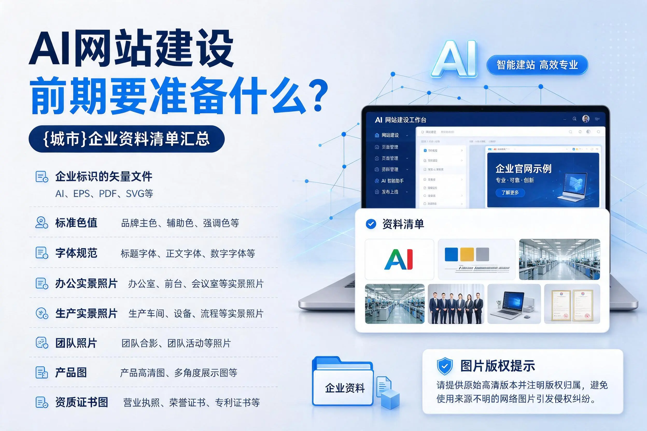 AI网站建设前期要准备什么?绵阳企业资料清单汇总