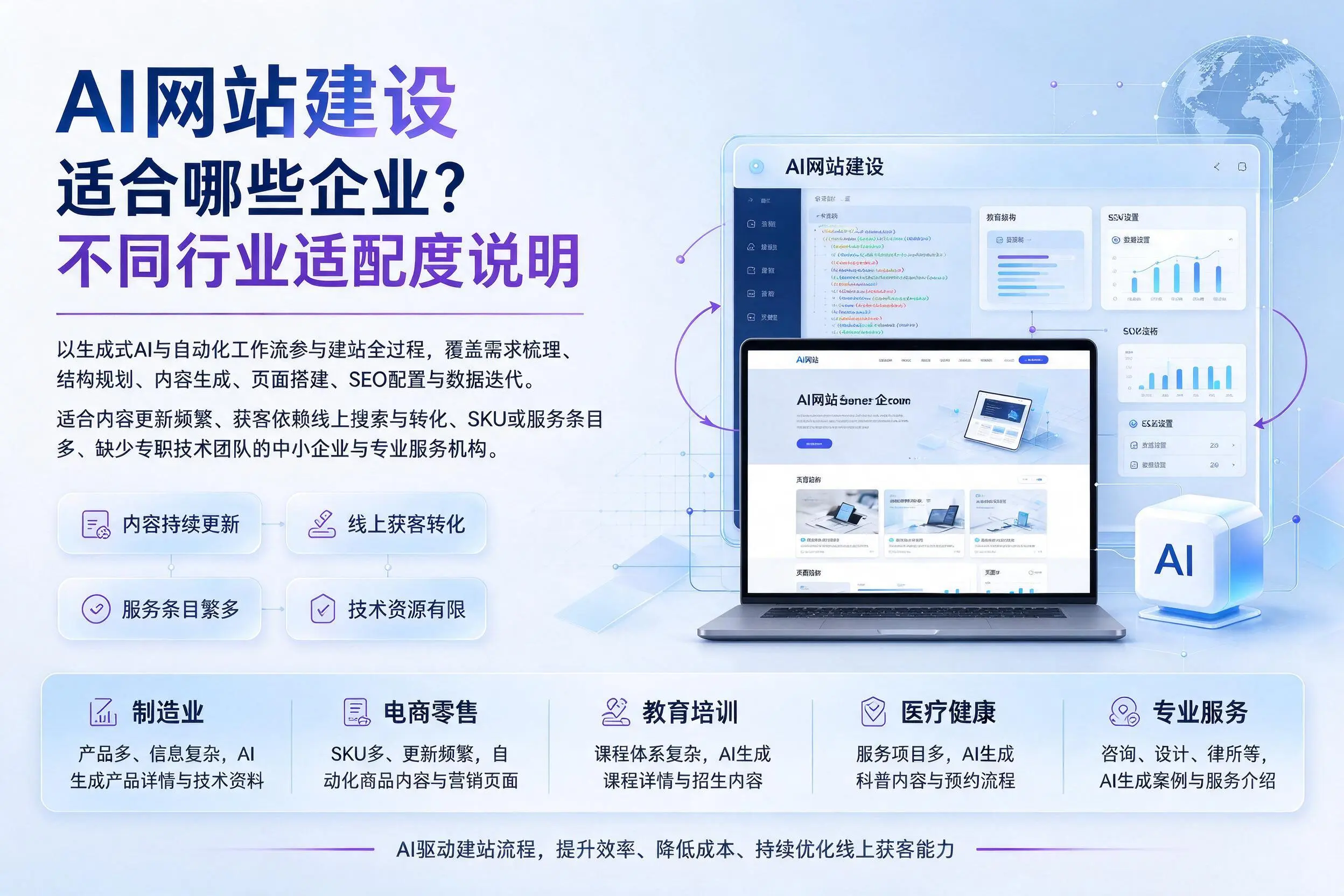 AI网站建设适合哪些企业?绵阳不同行业适配度说明